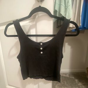 American eagle grey/black tanktop crop top buttoned size small